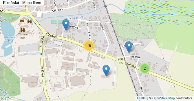 Plzeňská - mapa firem