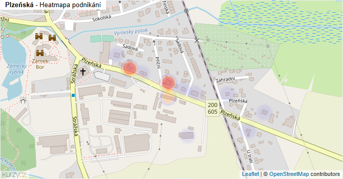 Plzeňská - mapa podnikání