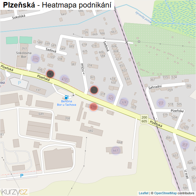 Mapa Plzeňská - Firmy v ulici.