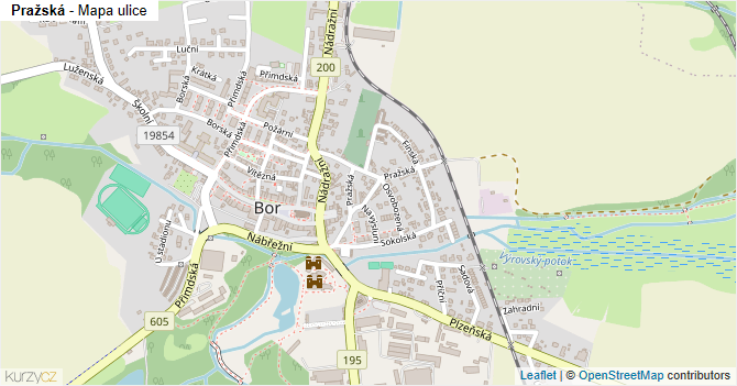 Pražská - mapa ulice