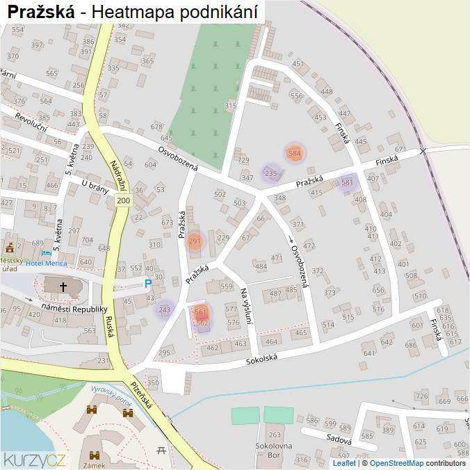 Mapa Pražská - Firmy v ulici.