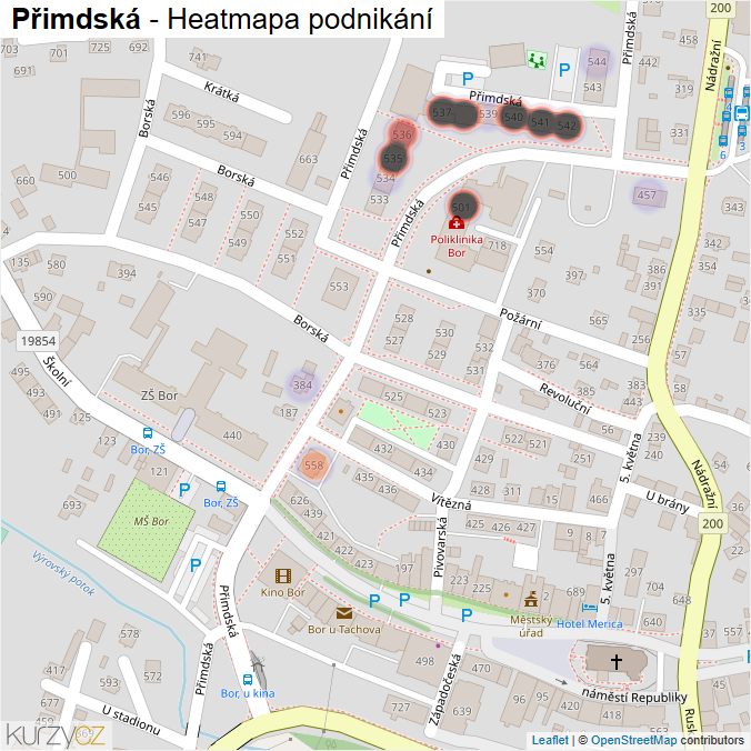 Mapa Přimdská - Firmy v ulici.
