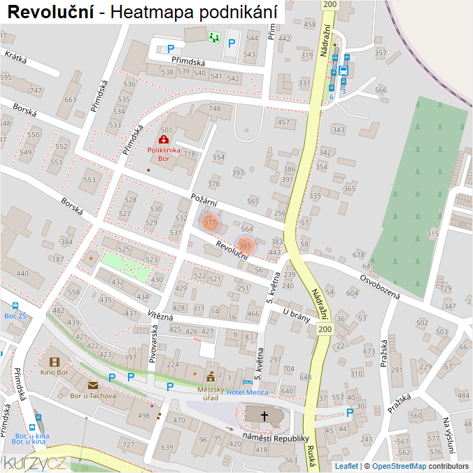 Mapa Revoluční - Firmy v ulici.