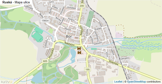 Ruská - mapa ulice