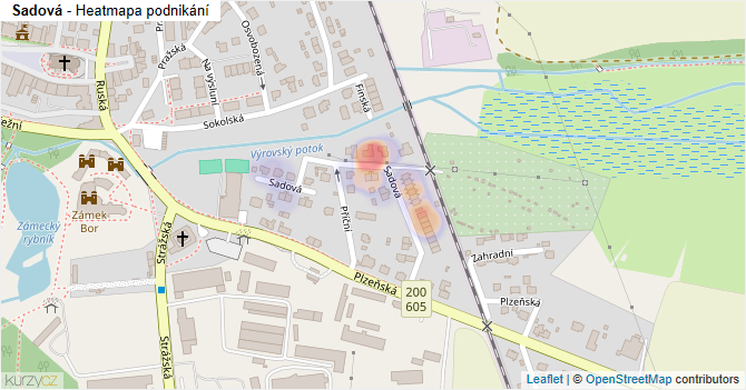 Sadová - mapa podnikání