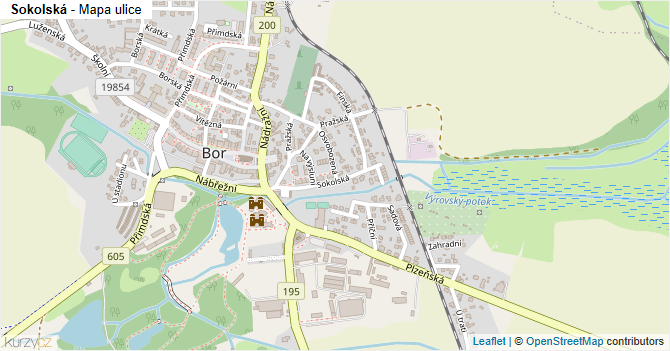 Sokolská - mapa ulice
