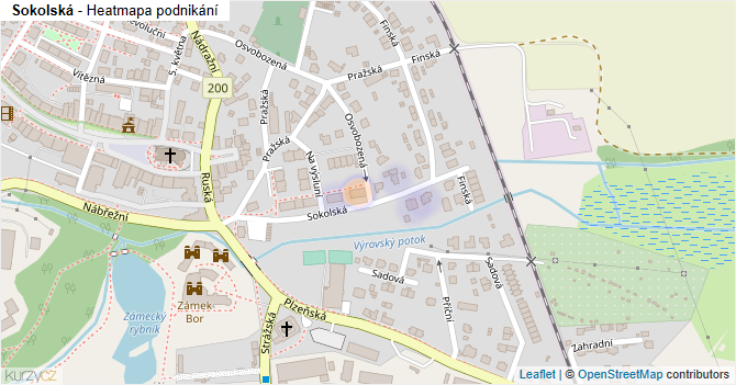 Sokolská - mapa podnikání