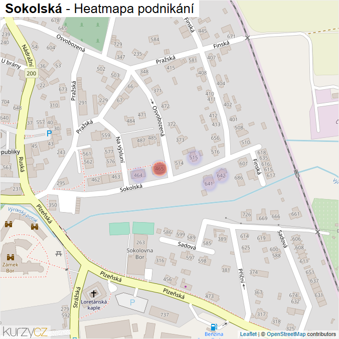Mapa Sokolská - Firmy v ulici.