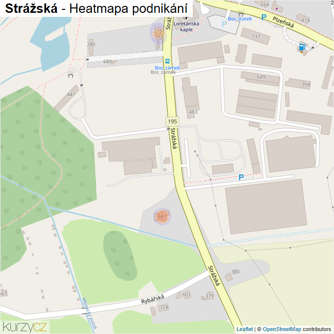 Mapa Strážská - Firmy v ulici.