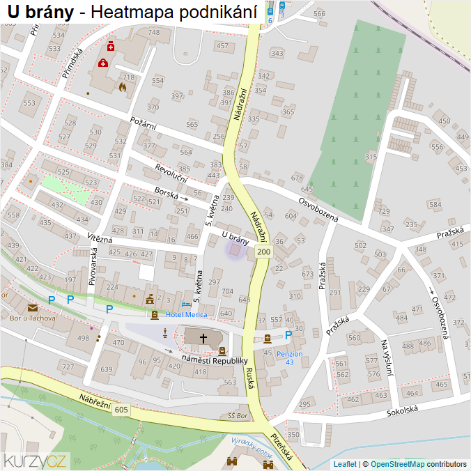 Mapa U brány - Firmy v ulici.