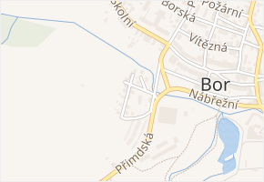 U stadionu v obci Bor - mapa ulice