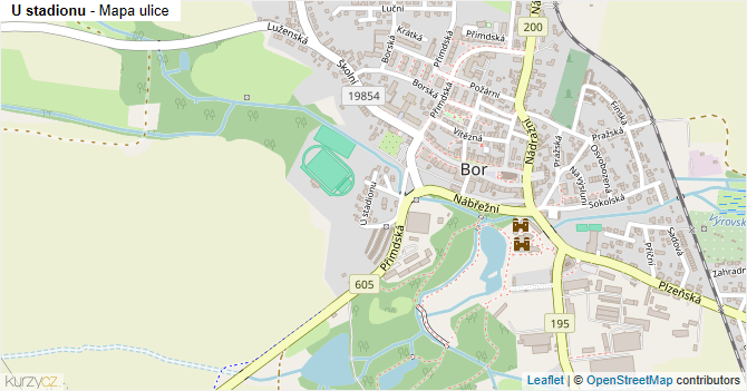 U stadionu - mapa ulice