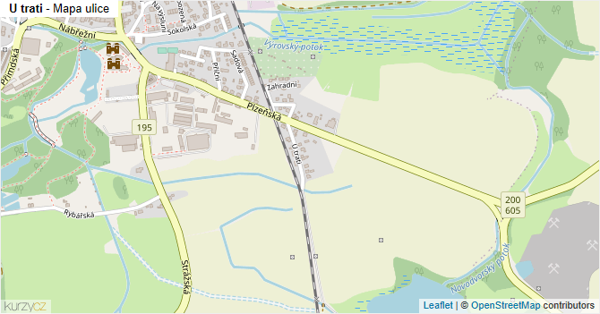 U trati - mapa ulice