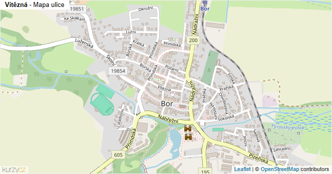 Vítězná - mapa ulice