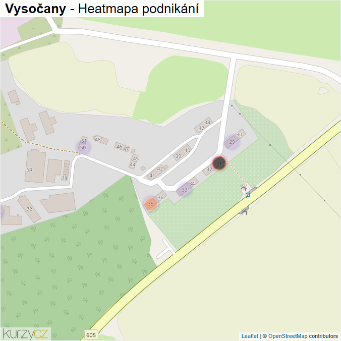 Mapa Vysočany - Firmy v části obce.