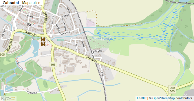 Zahradní - mapa ulice