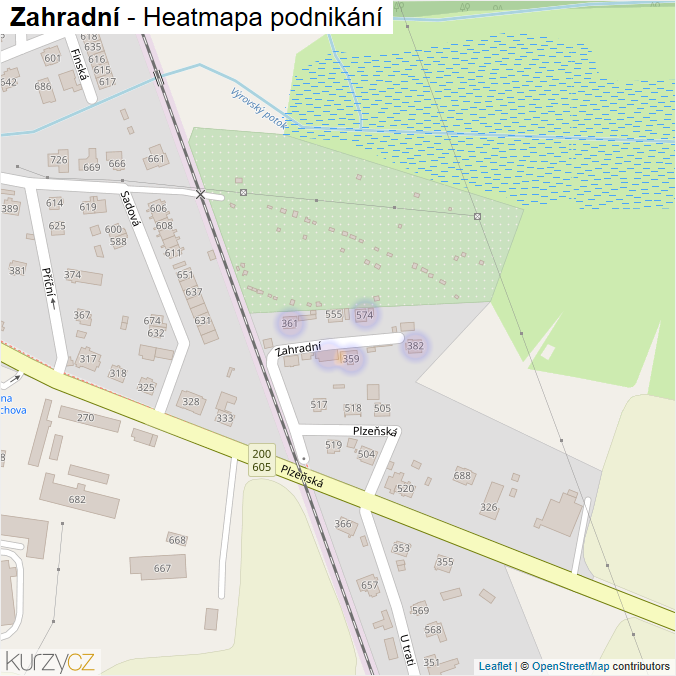 Mapa Zahradní - Firmy v ulici.