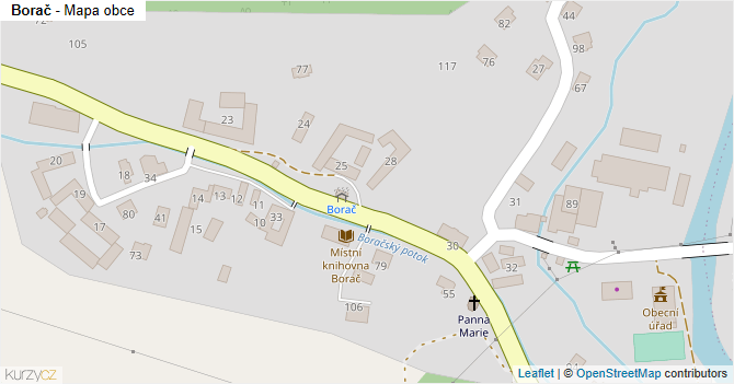 Borač - mapa obce