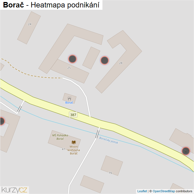 Mapa Borač - Firmy v obci.