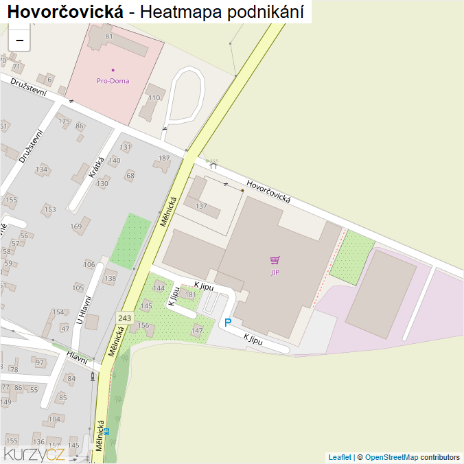 Mapa Hovorčovická - Firmy v ulici.