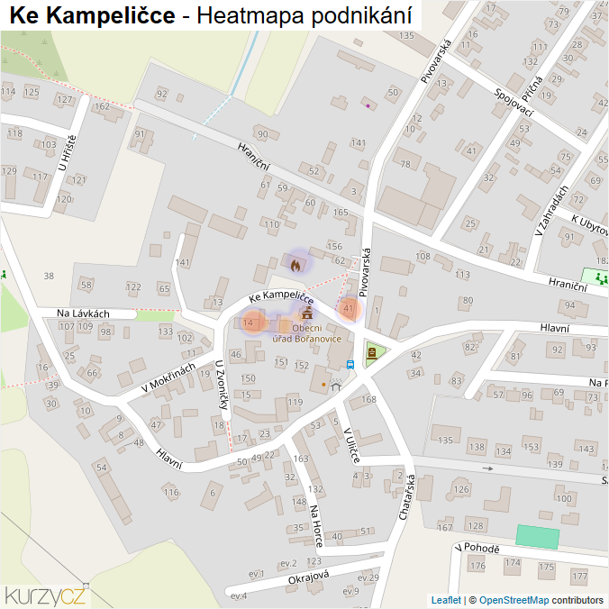 Mapa Ke Kampeličce - Firmy v ulici.