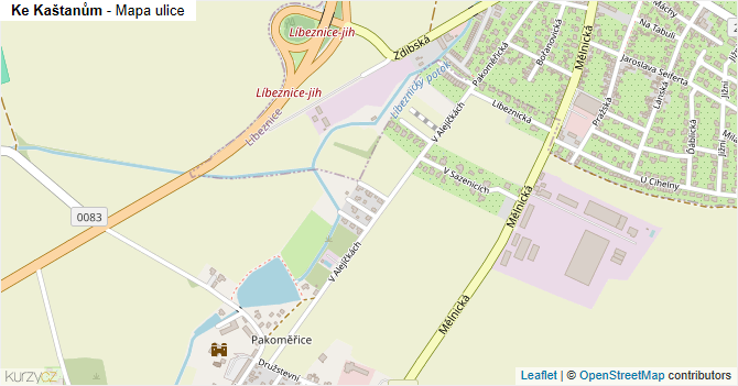 Ke Kaštanům - mapa ulice