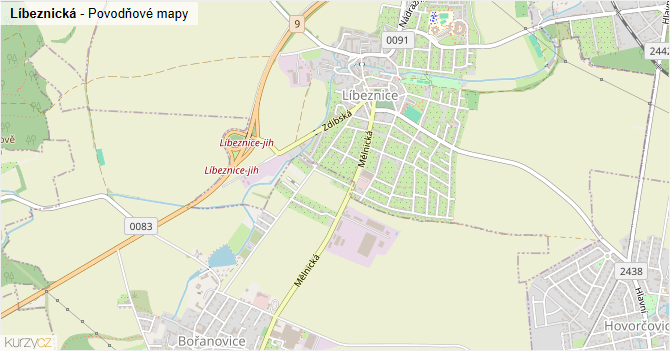 Líbeznická - záplavové mapy stoleté vody