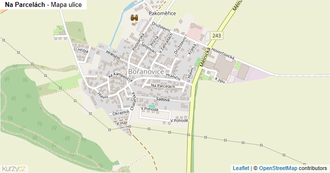 Na Parcelách - mapa ulice
