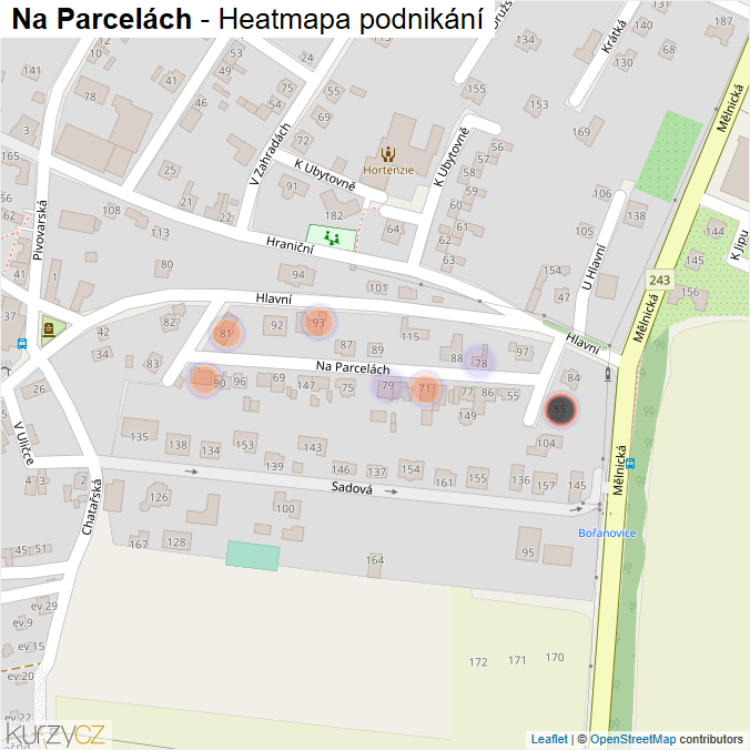 Mapa Na Parcelách - Firmy v ulici.