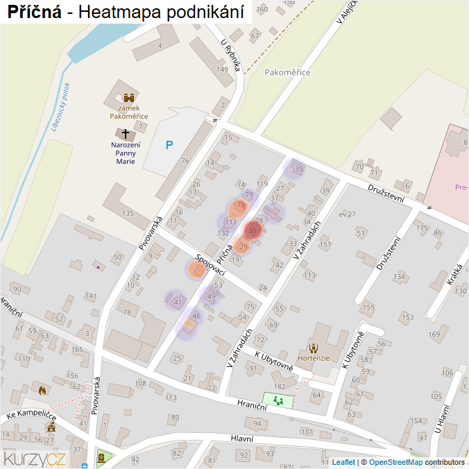 Mapa Příčná - Firmy v ulici.