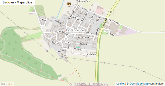 Sadová - mapa ulice