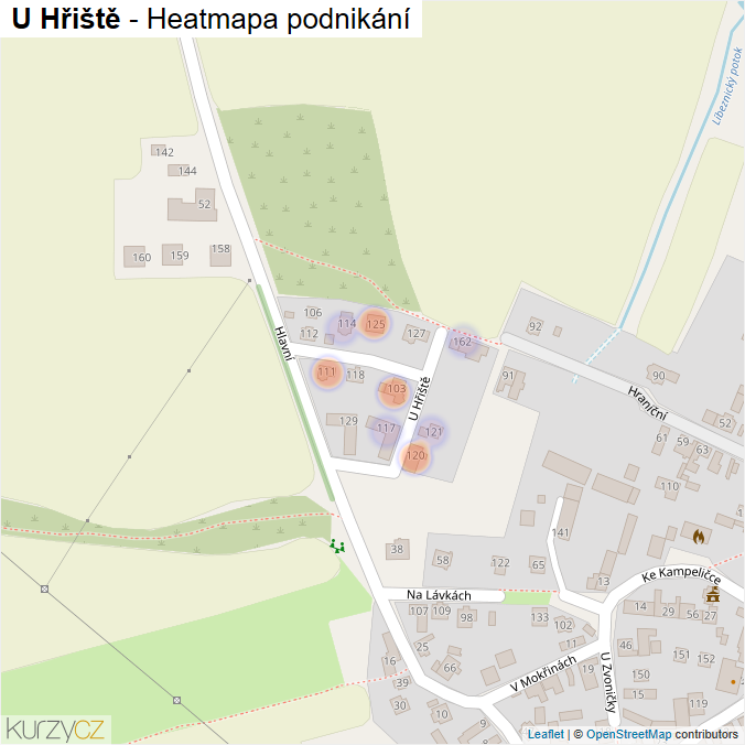 Mapa U Hřiště - Firmy v ulici.