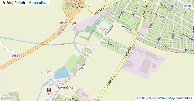 V Alejíčkách - mapa ulice