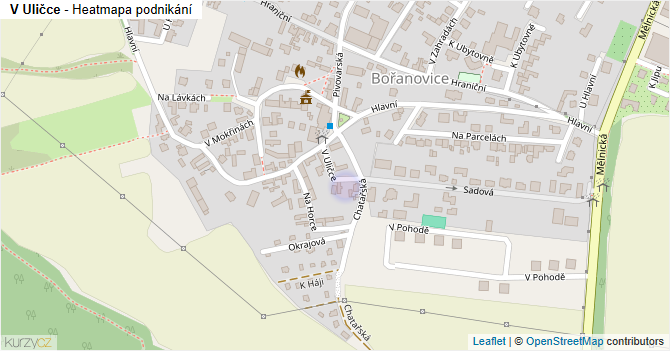 V Uličce - mapa podnikání