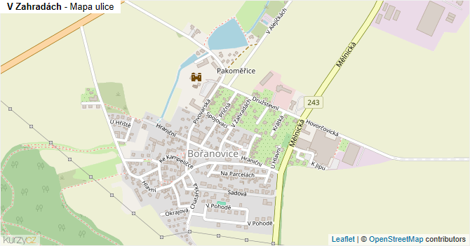 V Zahradách - mapa ulice