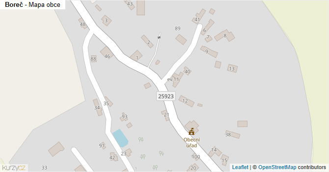 Boreč - mapa obce