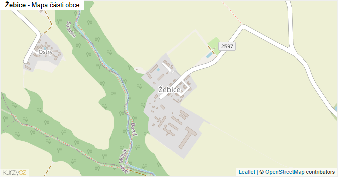 Žebice - mapa části obce