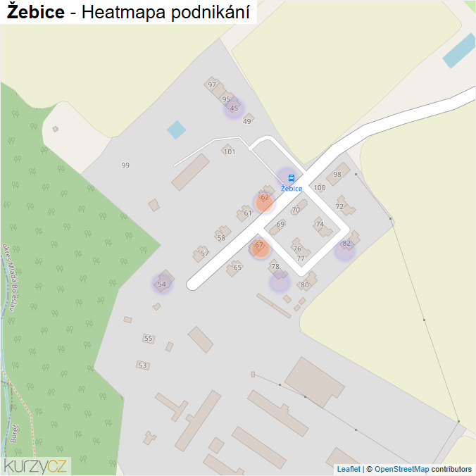 Mapa Žebice - Firmy v části obce.