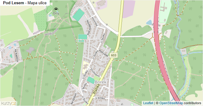 Pod Lesem - mapa ulice
