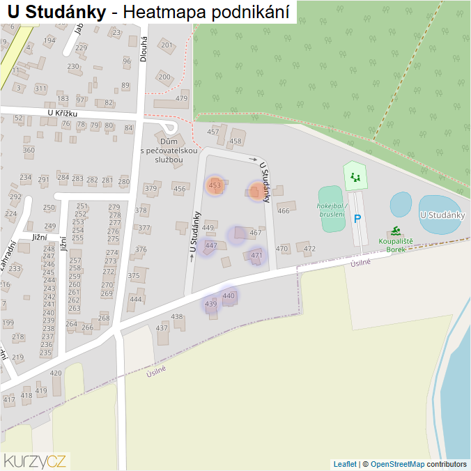 Mapa U Studánky - Firmy v ulici.