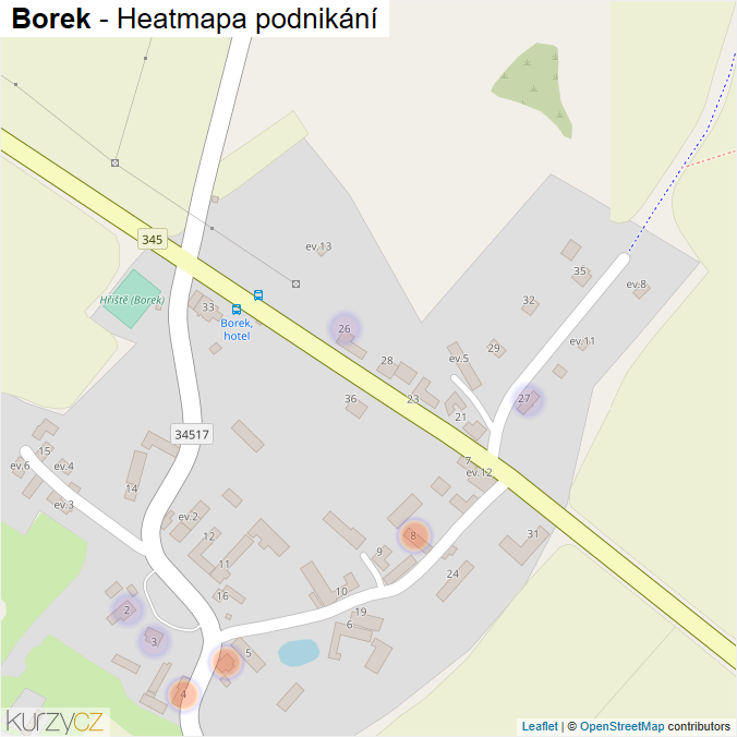 Mapa Borek - Firmy v části obce.