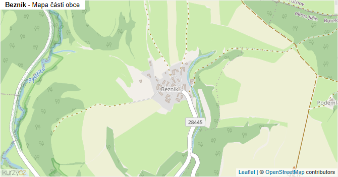 Bezník - mapa části obce