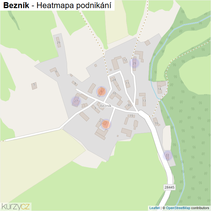 Mapa Bezník - Firmy v části obce.