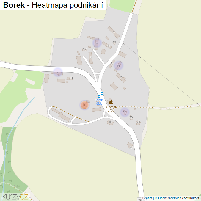 Mapa Borek - Firmy v části obce.