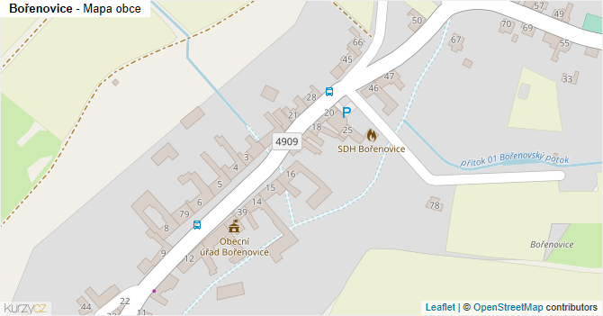 Bořenovice - mapa obce