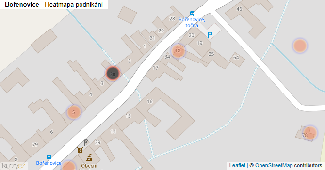Bořenovice - mapa podnikání