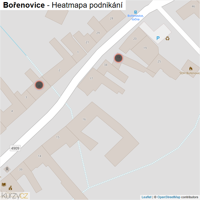 Mapa Bořenovice - Firmy v obci.