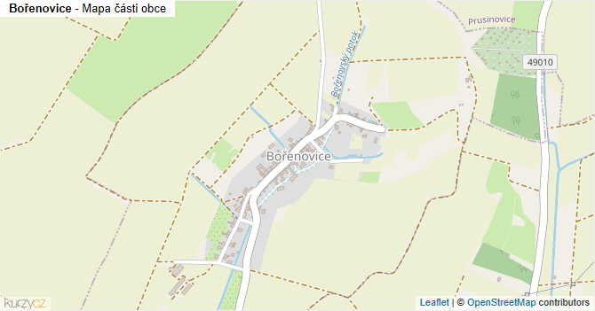 Bořenovice - mapa části obce