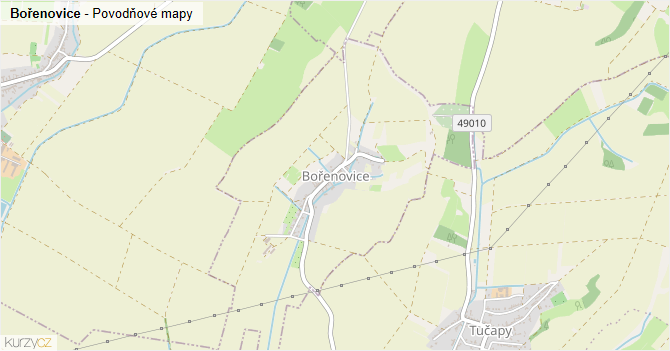 Bořenovice - záplavové mapy stoleté vody