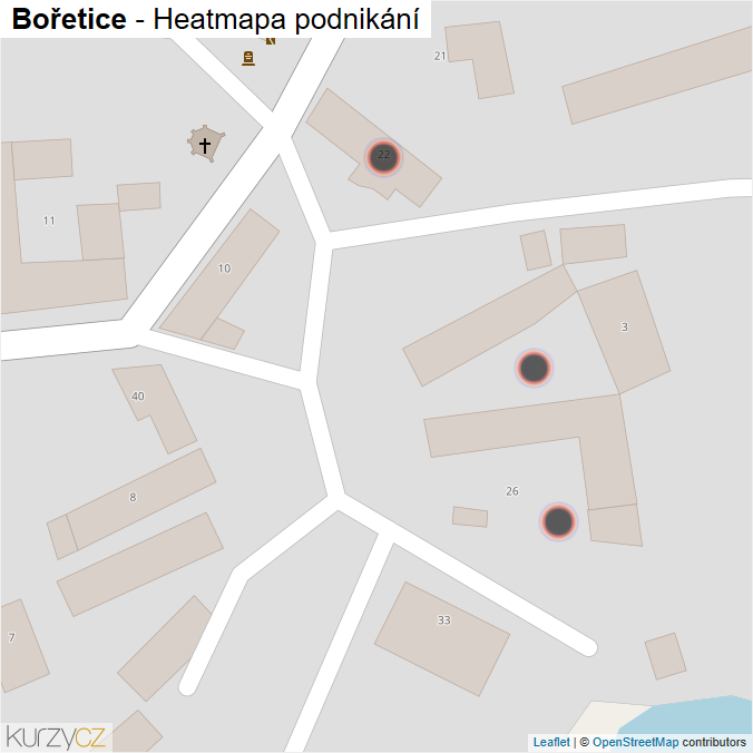 Mapa Bořetice - Firmy v obci.